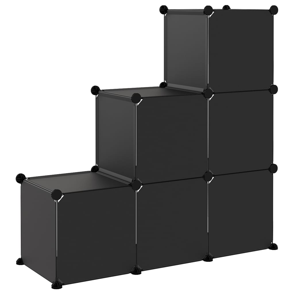 Storage Cube Organiser | Black | PP Plastic, Steel | Medium | Stackable