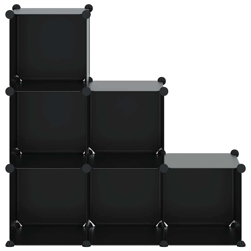 Storage Cube Organiser with 6 Cubes Black PP