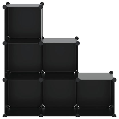 Storage Cube Organiser with 6 Cubes Black PP