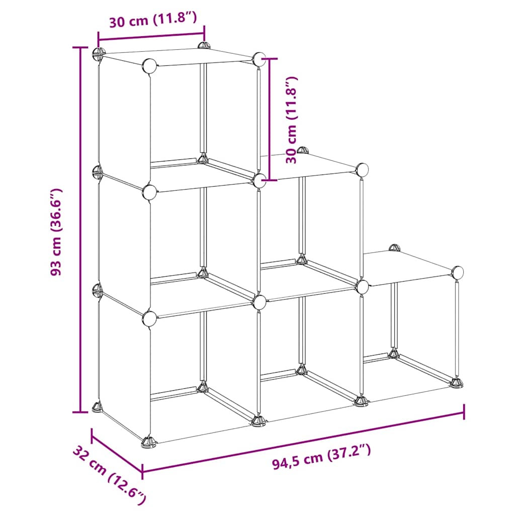 Storage Cube Organiser with 6 Cubes Black PP