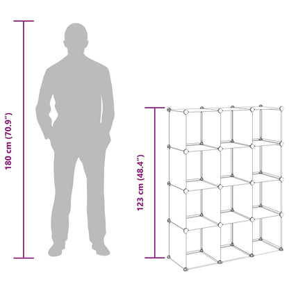 Storage Cube Organiser with 12 Cubes Transparent PP