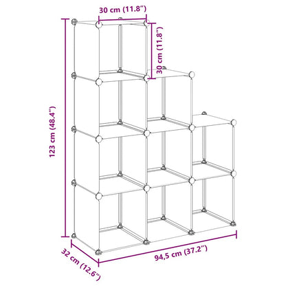 Storage Cube Organiser with 9 Cubes Transparent PP