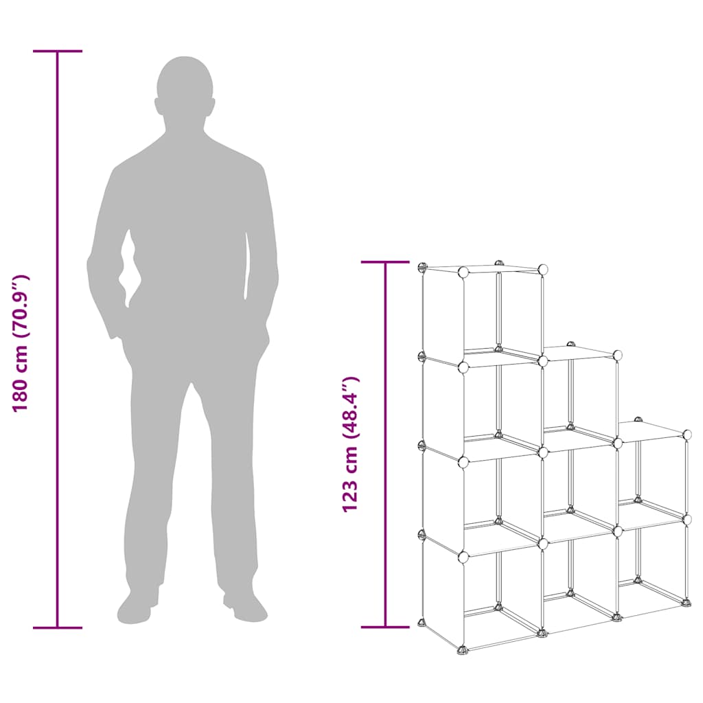 Storage Cube Organiser with 9 Cubes Transparent PP