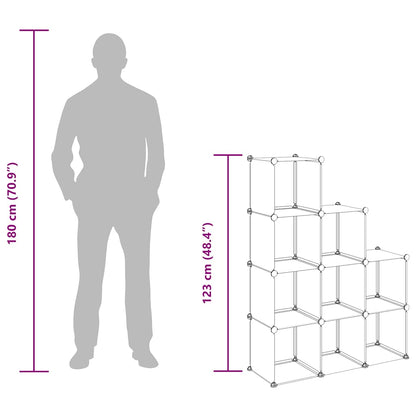 Storage Cube Organiser with 9 Cubes Transparent PP