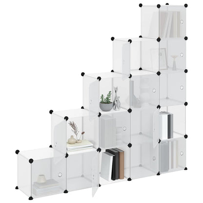 Storage Cube Organiser with 15 Cubes and Doors Transparent PP