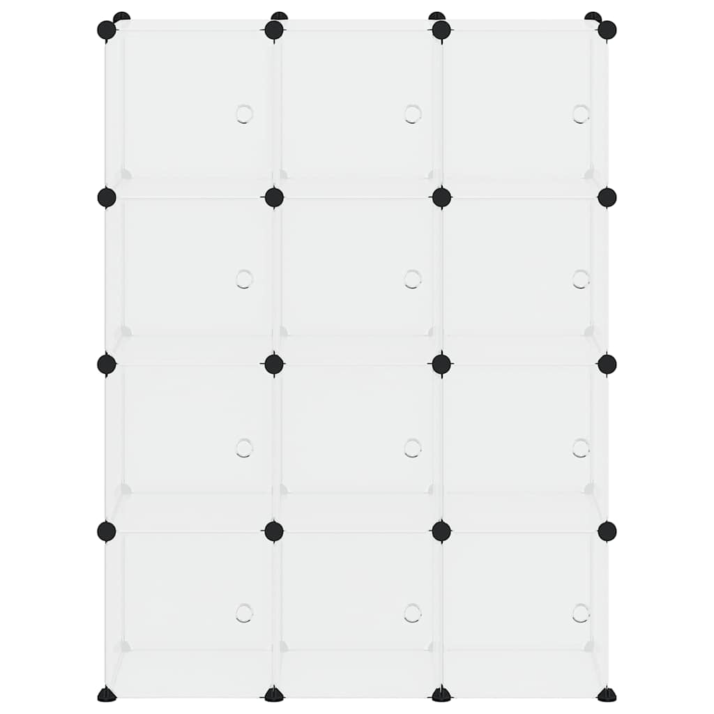 Storage Cube Organiser with 12 Cubes and Doors Transparent PP