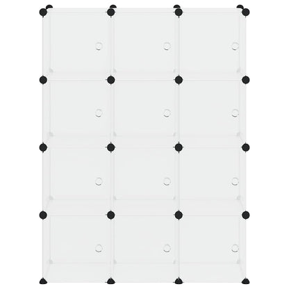Storage Cube Organiser with 12 Cubes and Doors Transparent PP