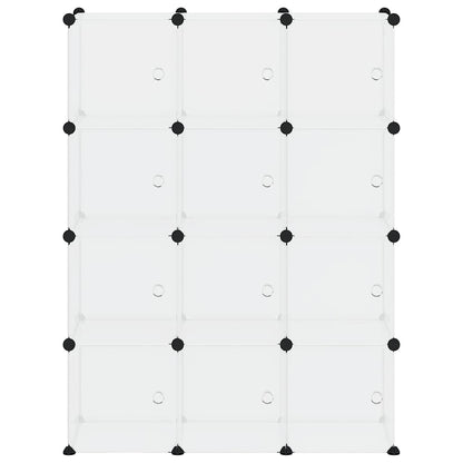 Storage Cube Organiser with 12 Cubes and Doors Transparent PP