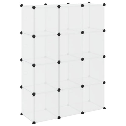 Storage Cube Organiser with 12 Cubes and Doors Transparent PP