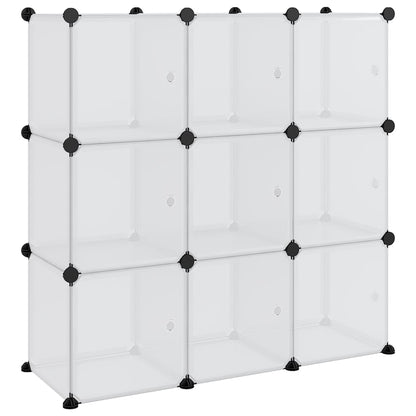 Storage Cube Organiser with 9 Cubes and Doors Transparent PP