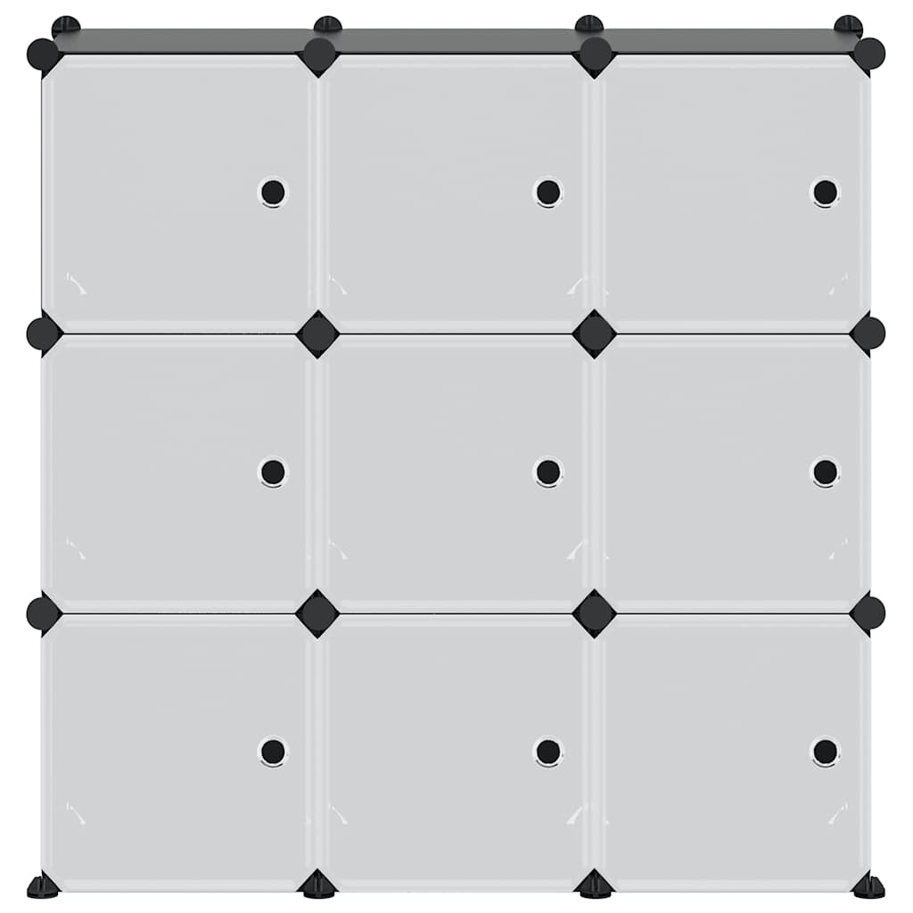 Storage Cube Organiser with 9 Cubes and Doors Black PP