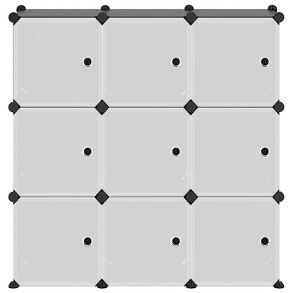 Storage Cube Organiser with 9 Cubes and Doors Black PP