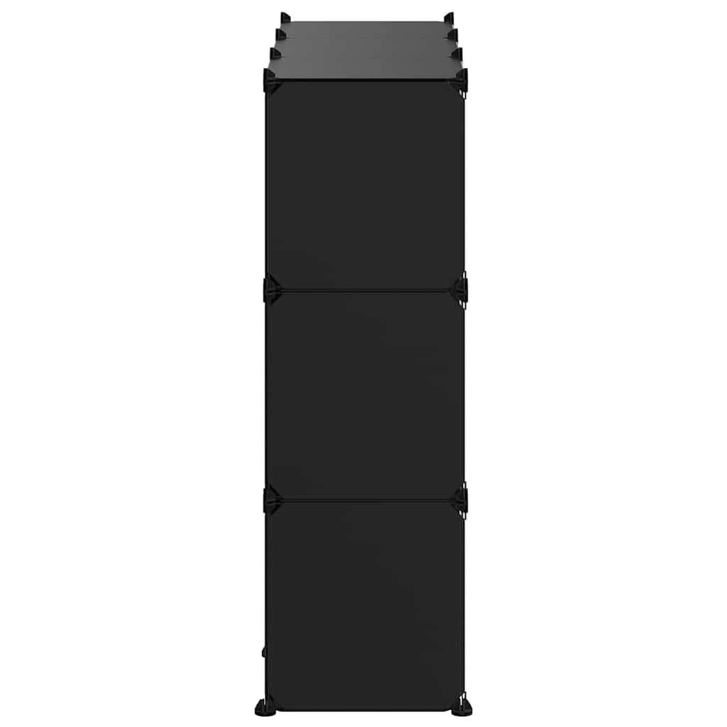 Storage Cube Organiser with 9 Cubes and Doors Black PP