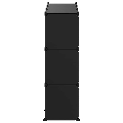 Storage Cube Organiser with 9 Cubes and Doors Black PP