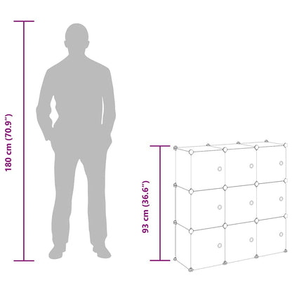 Storage Cube Organiser with 9 Cubes and Doors Black PP