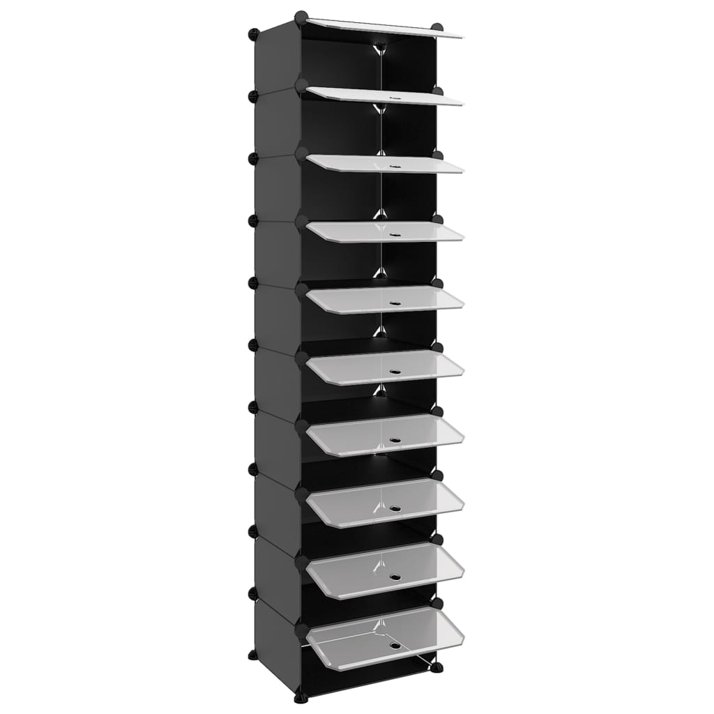 Shoe Rack | Black | Polypropylene, Steel | Tall | Shoe Rack | Rectangular