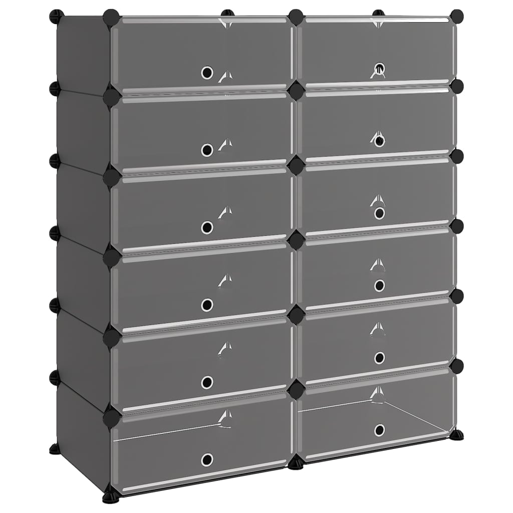 Shoe Rack | Black | Polypropylene, Steel | Large | Modular | Shoe Rack