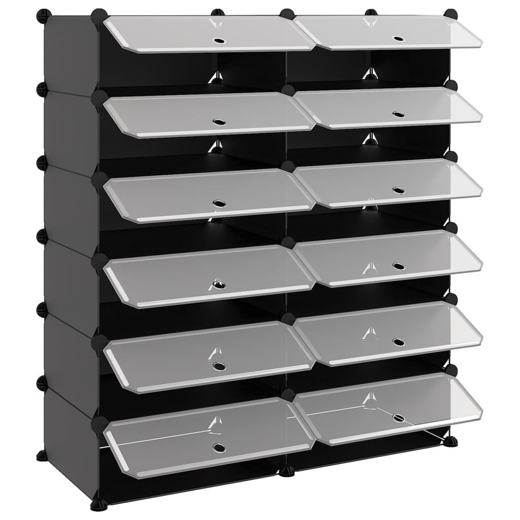 Shoe Rack | Black | Polypropylene, Steel | Large | Modular | Shoe Rack
