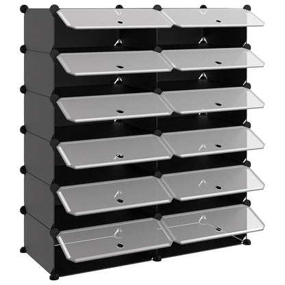 Shoe Rack | Black | Polypropylene, Steel | Large | Modular | Shoe Rack