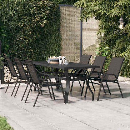 318769 vidaXL Garden Table Black 180x80x70 cm Steel and Glass