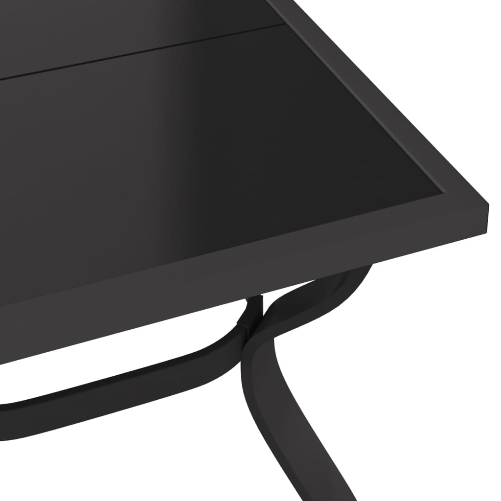 Garden Table Grey and Black 180x80x70 cm Steel and Glass