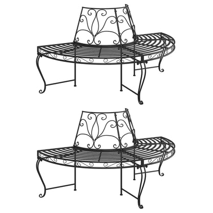 Tree Bench | Set of 2 | Black | Steel | Medium | Durable