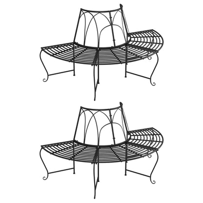 Tree Bench | Set of 2 | Black | Steel | Large | Appealing Design