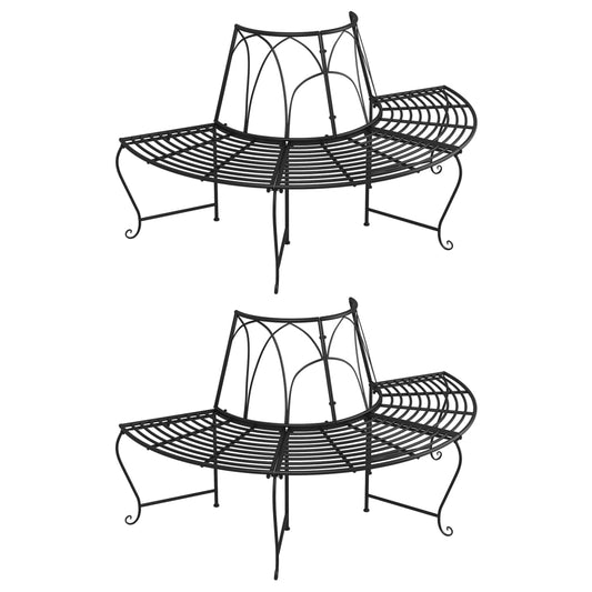 Tree Bench | Set of 2 | Black | Steel | Large | Appealing Design