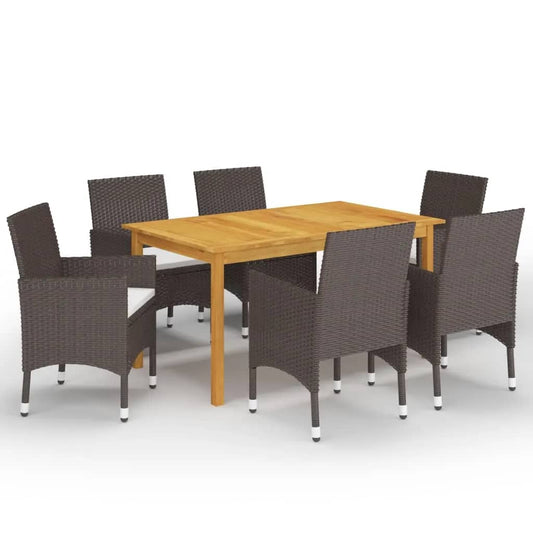 Garden Dining Set | Brown and Cream White