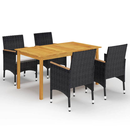 Garden Dining Set | Black | Solid acacia wood | 5 Piece