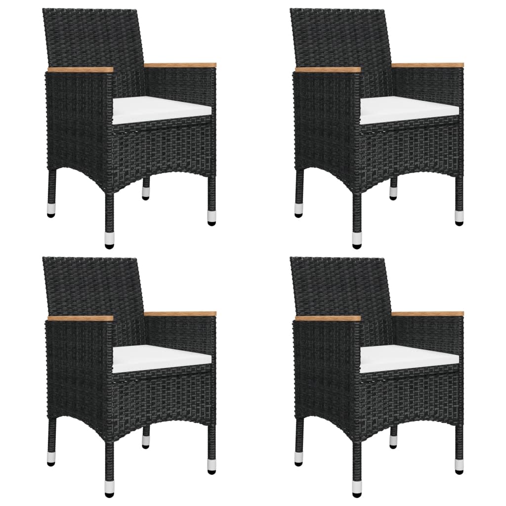 Garden Dining Set | Black | Solid acacia wood | 5 Piece
