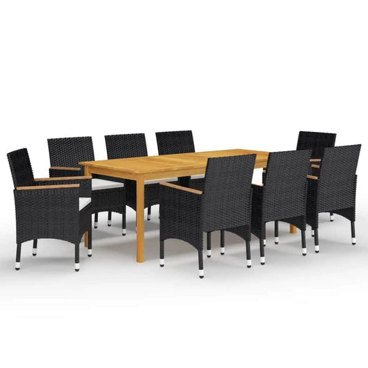 Garden Dining Set | Black | Solid acacia wood | Large | Durable
