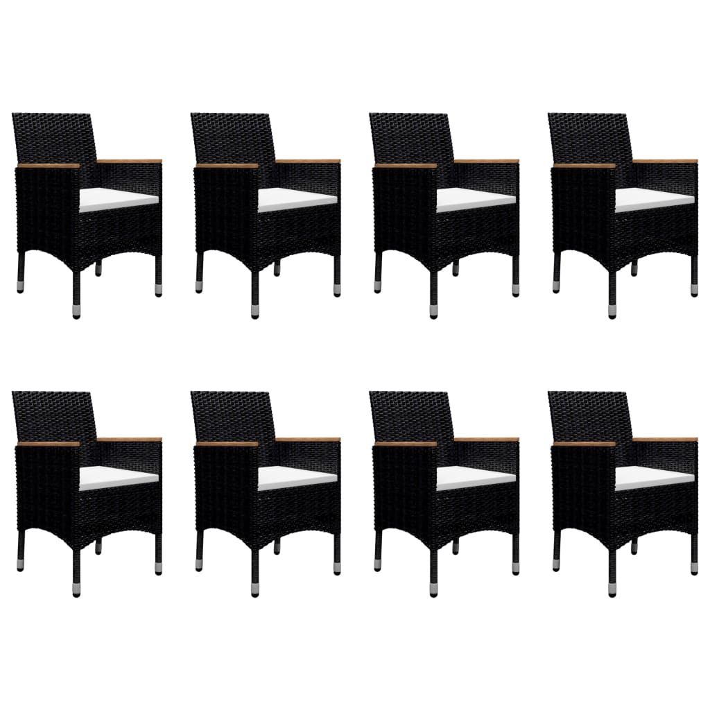 Garden Dining Set | Black | Solid acacia wood | Large | Durable