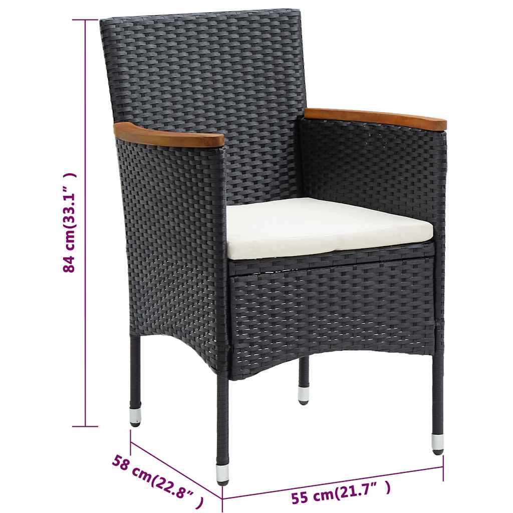Garden Dining Set | Black | Solid acacia wood | Large | Durable