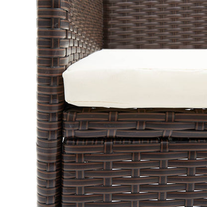 5 Piece Garden Dining Set with Cushions Poly Rattan Brown