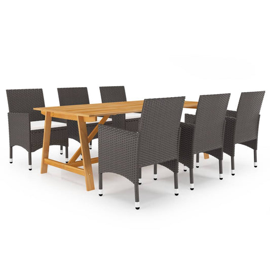 Garden Dining Set | Brown | Solid acacia wood | Large | Ergonomic