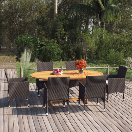 Garden Dining Set | Brown, Cream White