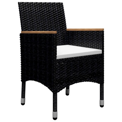9 Piece Garden Dining Set Poly Rattan and Tempered Glass Black