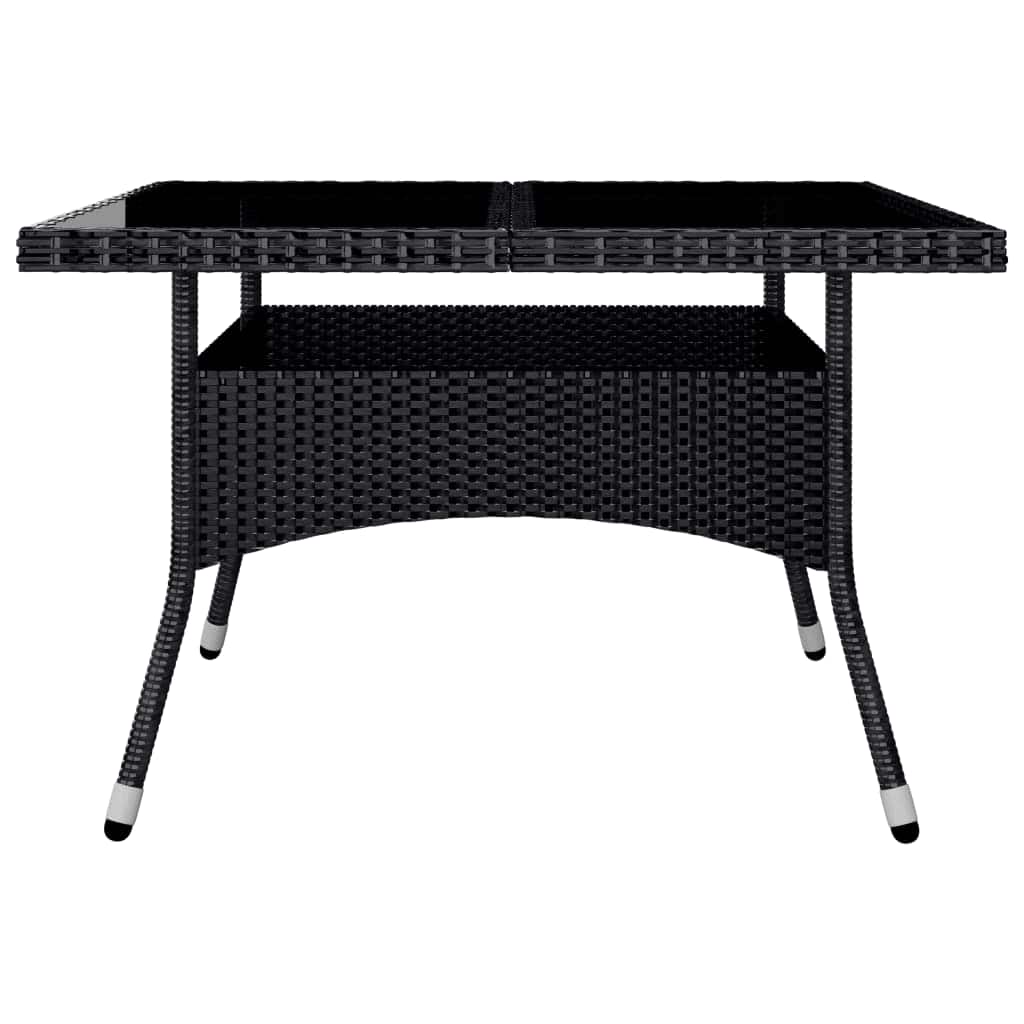 9 Piece Garden Dining Set Poly Rattan and Tempered Glass Black