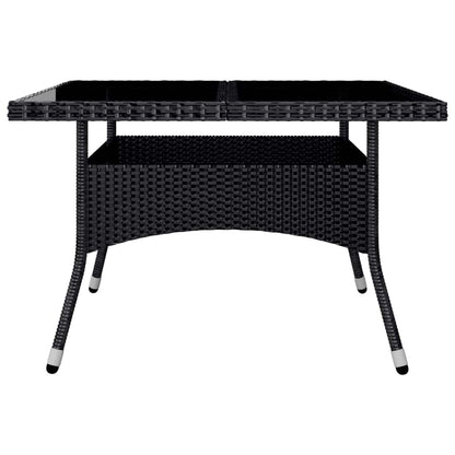 9 Piece Garden Dining Set Poly Rattan and Tempered Glass Black