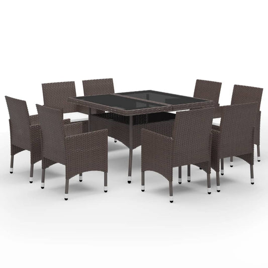 Garden Dining Set | Brown with cream cushions