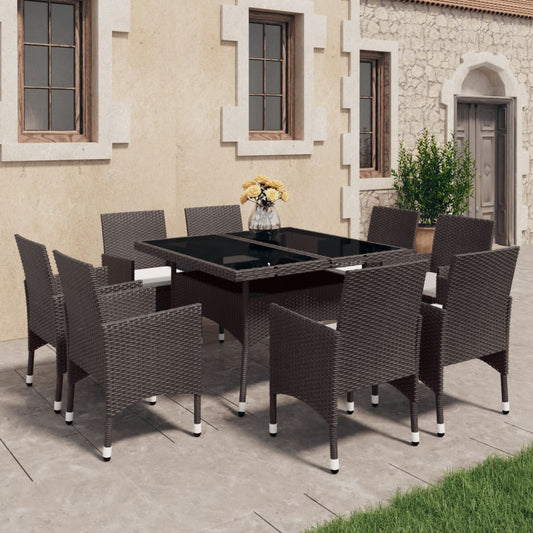 Garden Dining Set | Brown with cream cushions