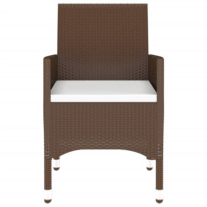 3 Piece Garden Bistro Set Poly Rattan and Tempered Glass Brown
