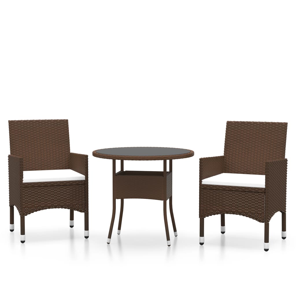 Garden Bistro Set | Brown | Poly rattan | Standard |  Removable Covers