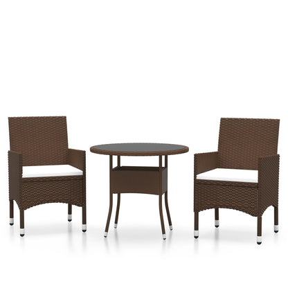 Garden Bistro Set | Brown | Poly rattan | Standard |  Removable Covers