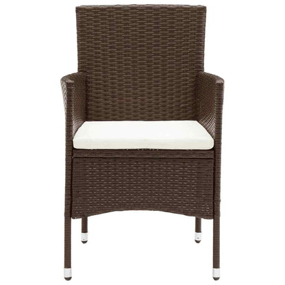 3 Piece Garden Bistro Set Poly Rattan and Tempered Glass Brown