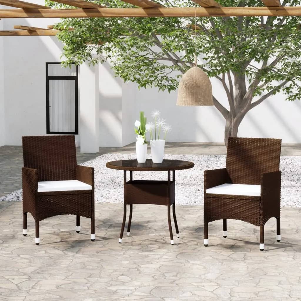 Garden Bistro Set | Brown | Poly rattan | Standard |  Removable Covers
