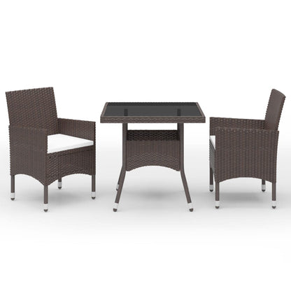 Garden Dining Set | Poly rattan: Brown, Cushion: Cream white