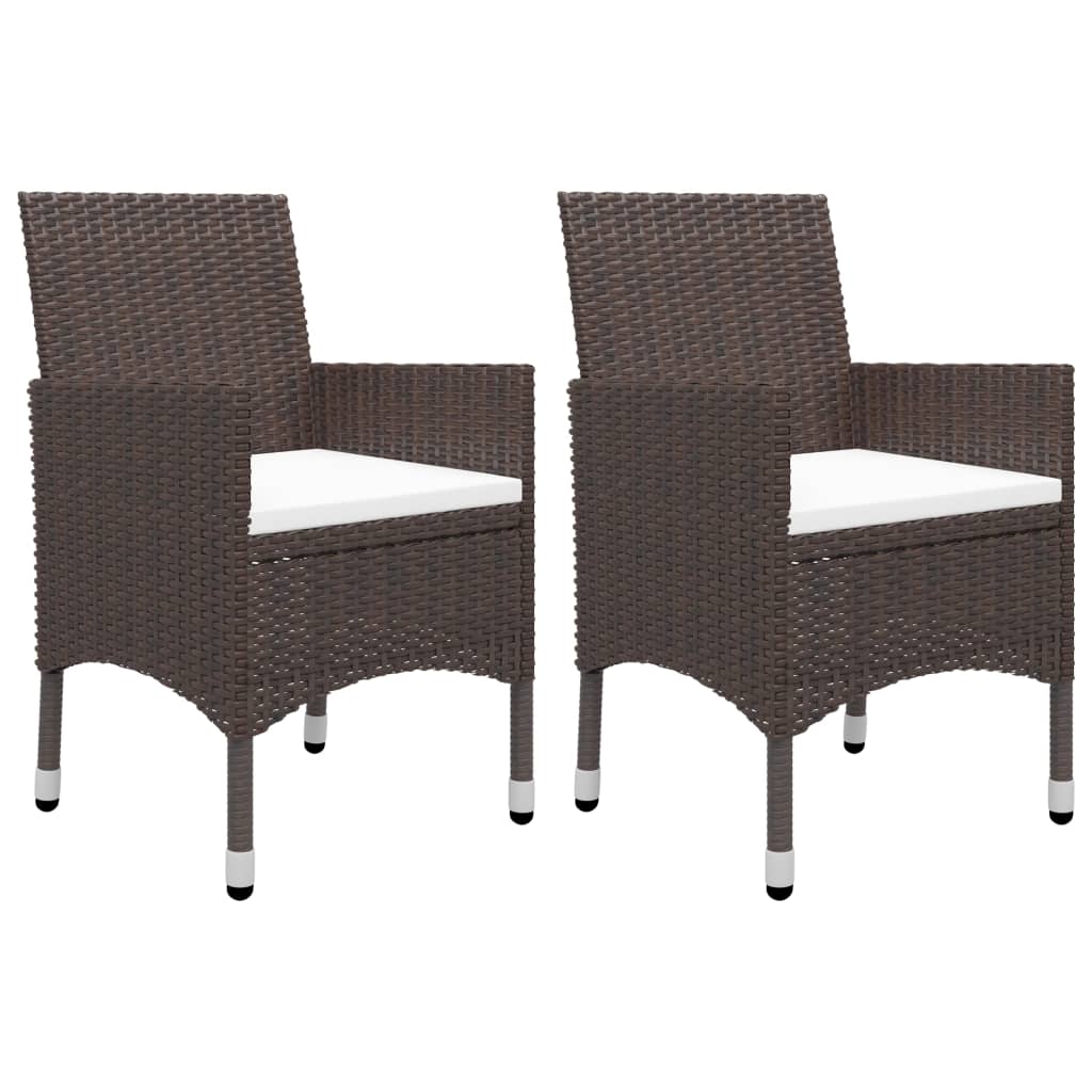 Garden Dining Set | Poly rattan: Brown, Cushion: Cream white