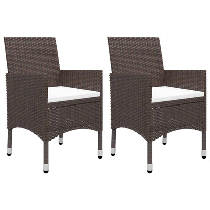 Garden Dining Set | Poly rattan: Brown, Cushion: Cream white